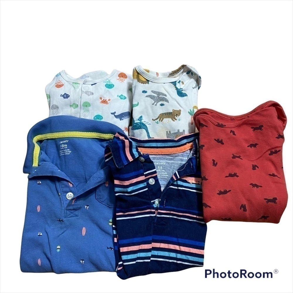 18 mos Boy Clothing Bundle Jellyfish Bodysuit Carters Dinosaur Polo Animals